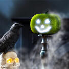 Halloween-i RGB LED dekor - habszivacs tök - zöld - 11 cm