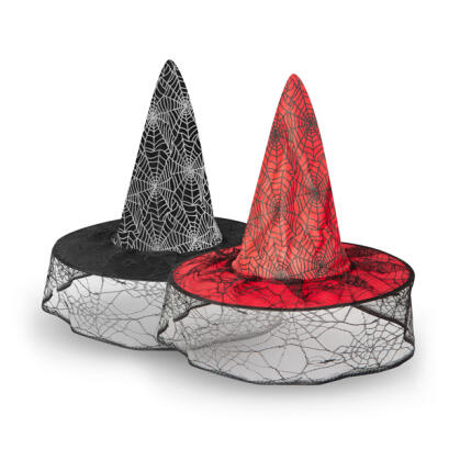 Halloween-i boszorkány kalap - 2 szín - poliészter - 38 cm