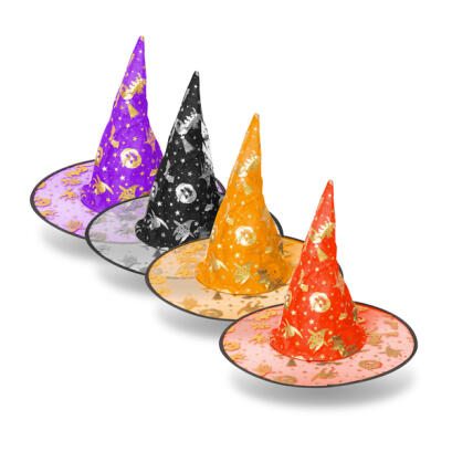 Halloween-i boszorkány kalap - 4 szín, poliészter - 38 x 34 cm