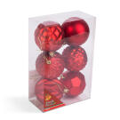 Karácsonyfadísz szett - gömbdísz - piros - 6 db