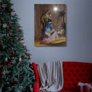 Karácsonyi LED-es hangulatkép - fali akasztóval, 2 x AA, 40 x 30 cm - betlehemi jászól