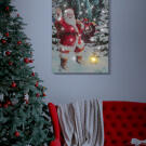 Karácsonyi LED-es hangulatkép - fali akasztóval, 2 x AA, 40 x 30 cm - télapó