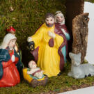 Karácsonyi asztali dekoráció - Betlehem - kerámia és fa - 30 x 10 x 20 cm