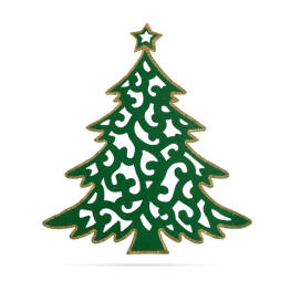 Karácsonyi dekor - karácsonyfa - 39 x 45 cm - zöld / arany