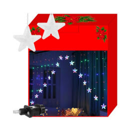 Felakasztható karácsonyi LED csillagos dekoráció - Többszínű (136 LED)