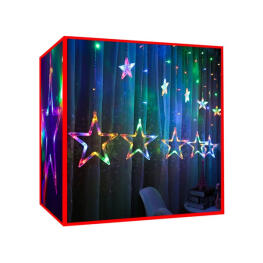 Felakasztható karácsonyi LED csillagos dekoráció - Többszínű (138 LED)