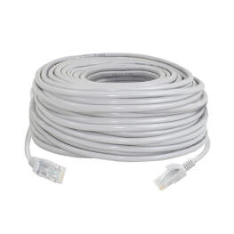A LAN hálózati kábel jellemzői: Nagy átviteli sebesség (10/100 Mb/s). Ha megsérül a kábel valahol, egyszerű hibadiagnosztikával meg lehet határozni a hibát. A kábelköpeny rugalmas, önkioltó PVC anyagból készült, amely megakadályozza a kábel meggyulladását. További specifikációk: Külső köpeny: PVC Végek: gyárilag kiöntött Csatlakozók: RJ45 Dugó hossza: 20 mm Kábel hossza: 30m Súlya: 560g A csomag tartalma: 1 db LAN hálózati kábel - 30m