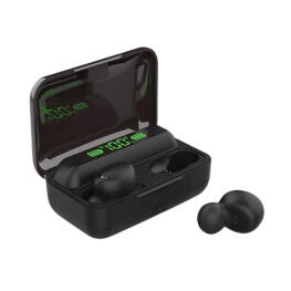 Bluetooth fülhallgató powerbank funkcióval - Fekete
