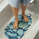Fürdőszobai csúszásgátló - 66x35 cm - Kék, kőmintás