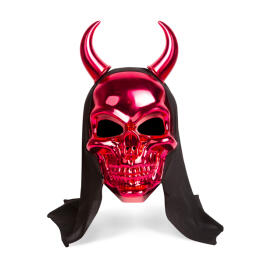Fényes koponya maszk - piros ördög - felnőtt méret - 16 x 30 cm