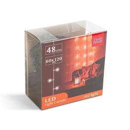 Fényfüggöny - 48 db piros LED - 60 x 120 cm - 2 x AA