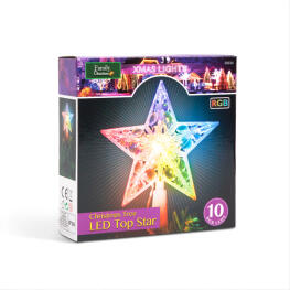Karácsonyi LED-es csillag csúcsdísz - 10 LED - 15 cm - RGB - 2 x AA