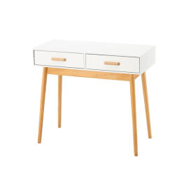 Skandináv asztal 2 fiókkal - 90x40x79,5 cm - Fehér, fa