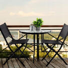 GardenLine kerti bútor szett - Fél asztal + 2 db összehajtható szék - Fekete