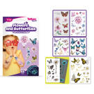Pillangók és virágok tetoválás matrica szett - 65 db - csomag