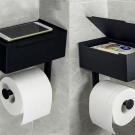 WC papír tartó állvány polccal - Matt fekete
